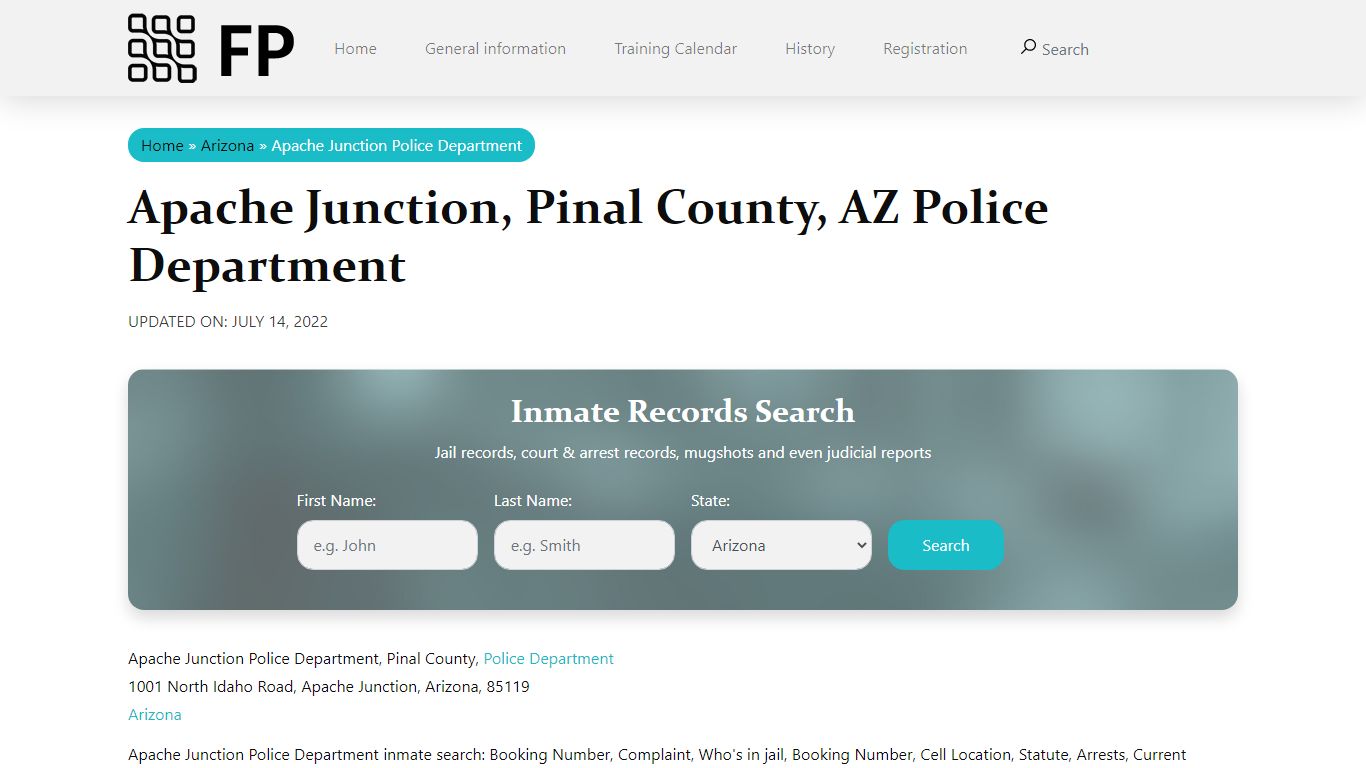 Apache Junction, AZ Police - City Jail Inmates, Arrests