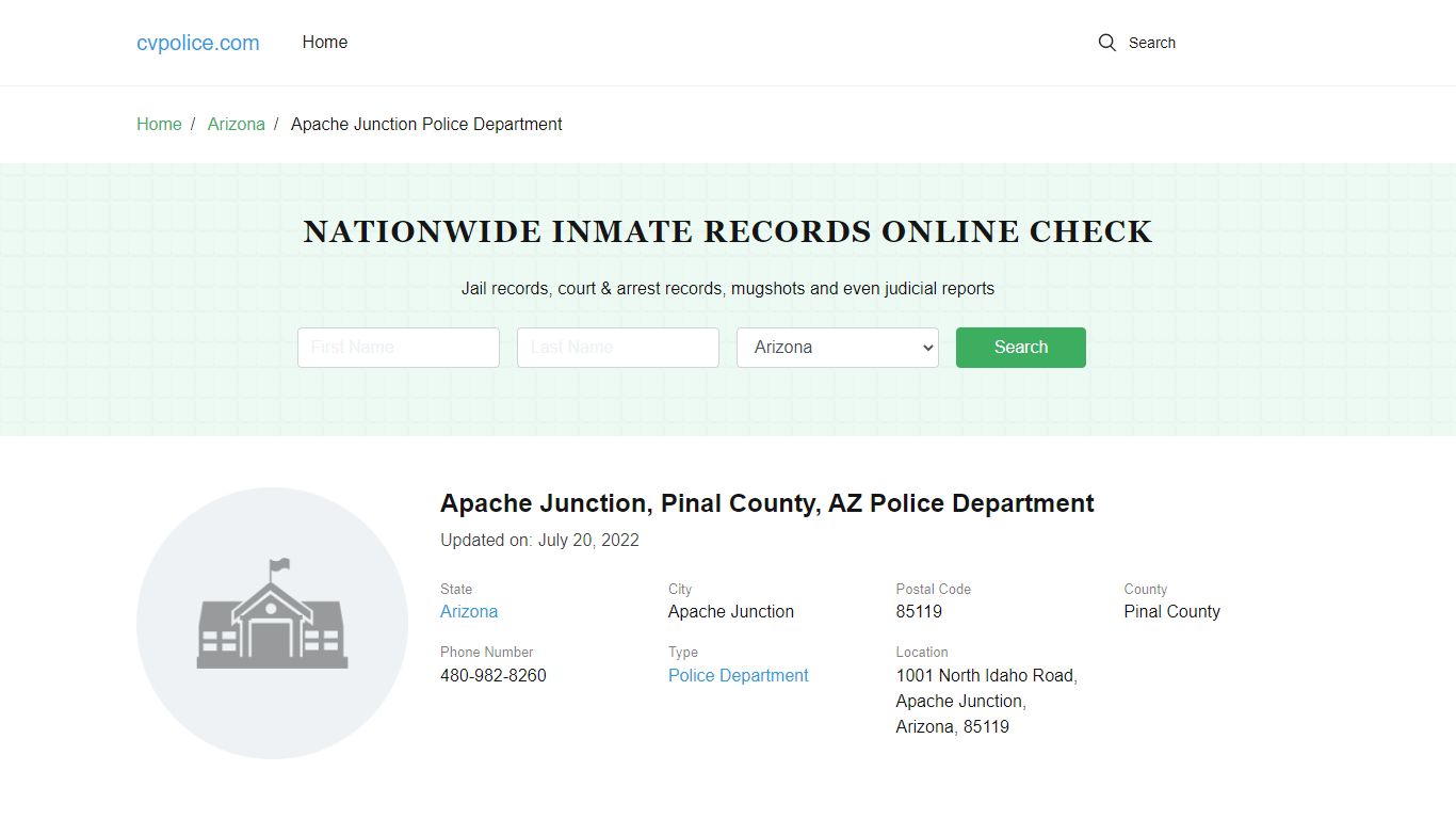 Apache Junction, AZ Police - City Jail Inmates, Arrests